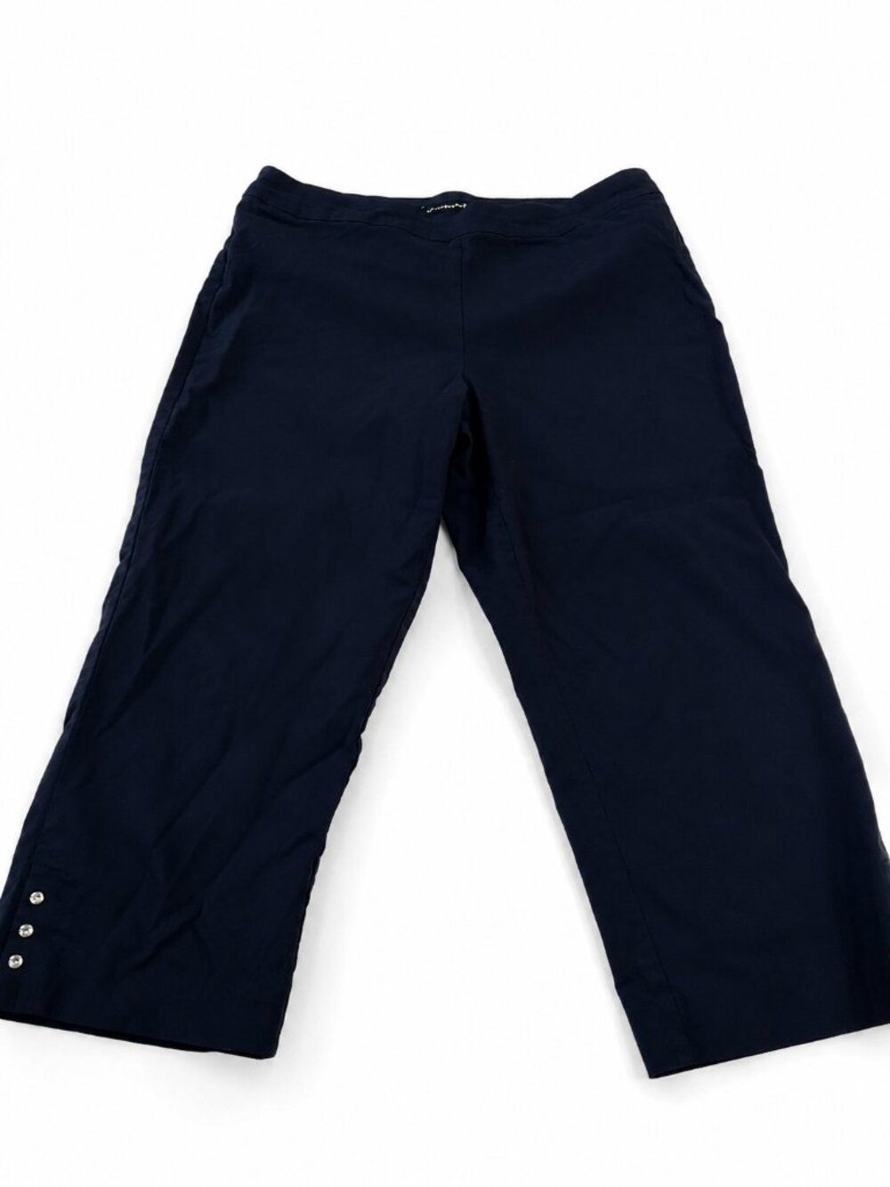 Navy Cropped Trousers On White For Women | Brand Name Counterparts